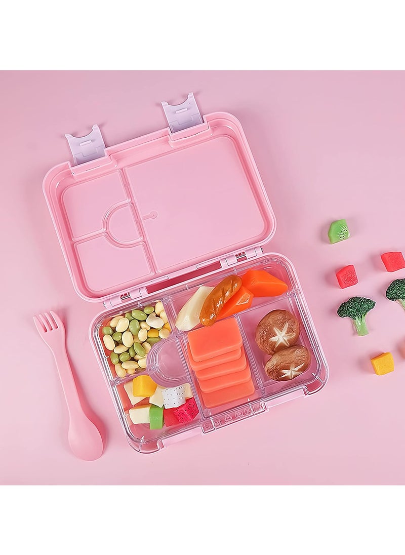 Bento Lunch Box For Kids, BPA-Free Leakproof Lunch Wontainers With 4/6 Compartments (Pink)