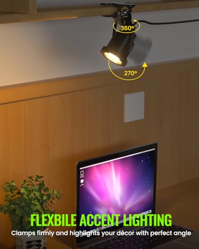 TobeBright Clip On Spot Light Plug in with On/Off Switch IP65 Water Resistant Plant Spotlight Indoor and Outdoor 7W LED Clamp Spot Lights with 3-Pin Plug, Warm White 3000K, 1.78m Cord - Image 4