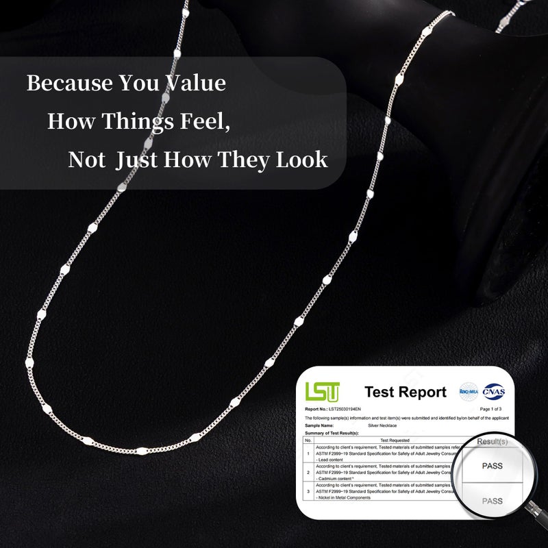 Carffordo 925 Sterling Silver Necklace Silver Chain Necklace for Women Cuban Link Chain 16 Inches Simple Dainty Necklace for Women Waterproof Trendy Jewelry Gift - Image 5