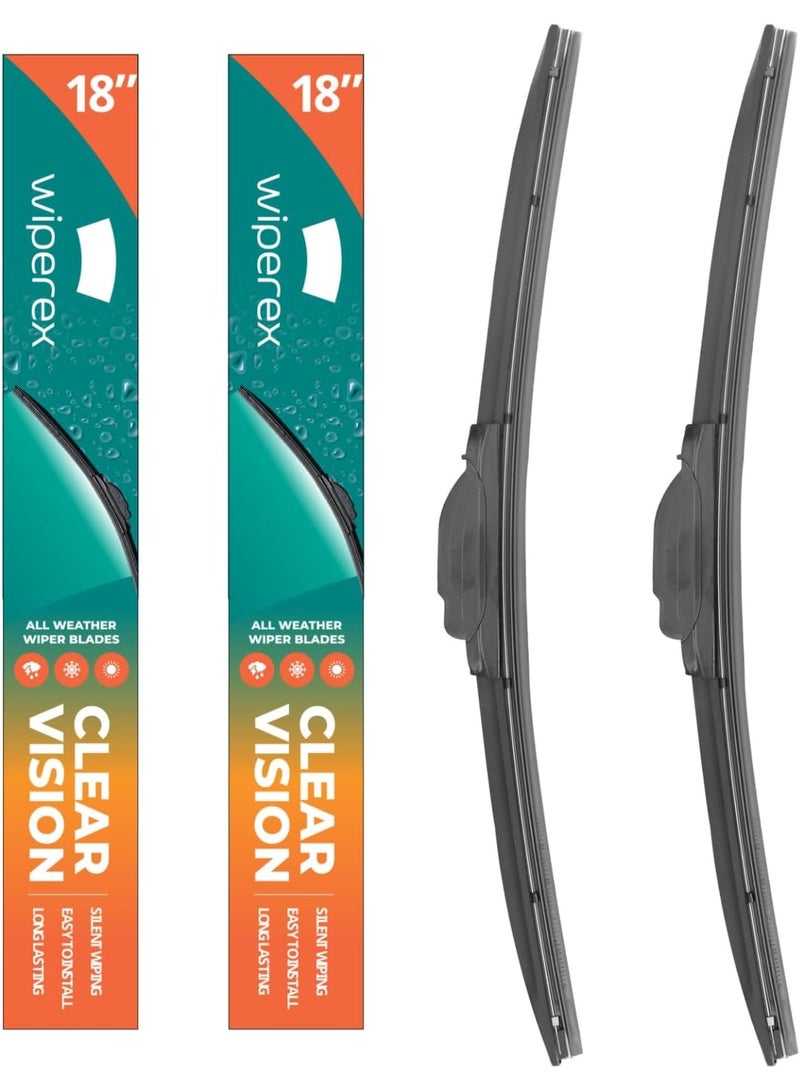 ويبيركس WiperEX 18" + 18" Wiper Blades – Silent, Streak-Free, Anti-Lift, Durable Natural Rubber Pair (Pack of 2) - Image 1