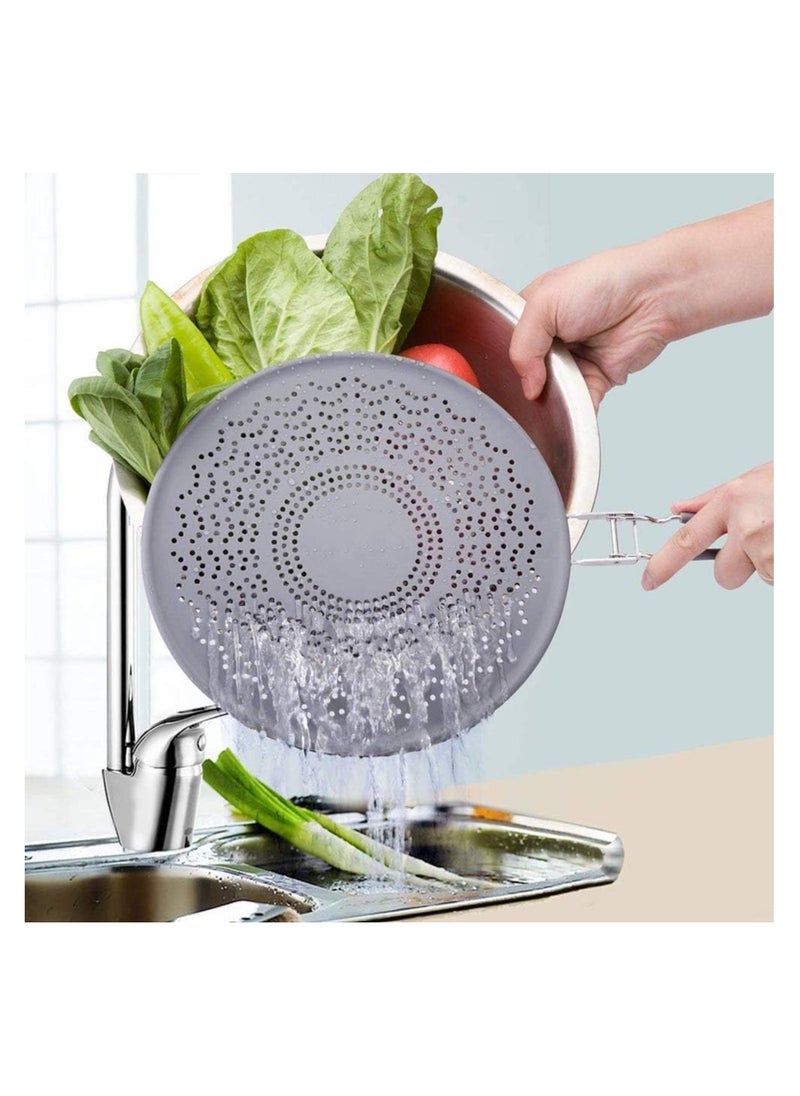 SYOSI Silicone Grease Splatter Screen for Frying Pan Oil Splash Guard with Foldable Handle Silicone Splash Guard for Frying Pan Oil Splatter Guard Non-Stick Drain Board Strainer for Cooking Frying  - Image 4