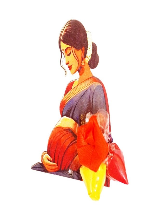 SAI PRASEEDA مجموعة هدايا صغيرة من أكياس الكركم والكركم من خشب MDF لحفل استقبال المولود الجديد (سيمانثام) من ساي براسيدا - عبوة من 11 كيسًا - هدايا تذكارية تقليدية للمناسبات الدينية، والمهرجانات، وحفلات الزفاف، وحفلات الانتقال إلى منزل جديد، وحفلات تامبولام، والمناسبات السعيدة. - Image 1