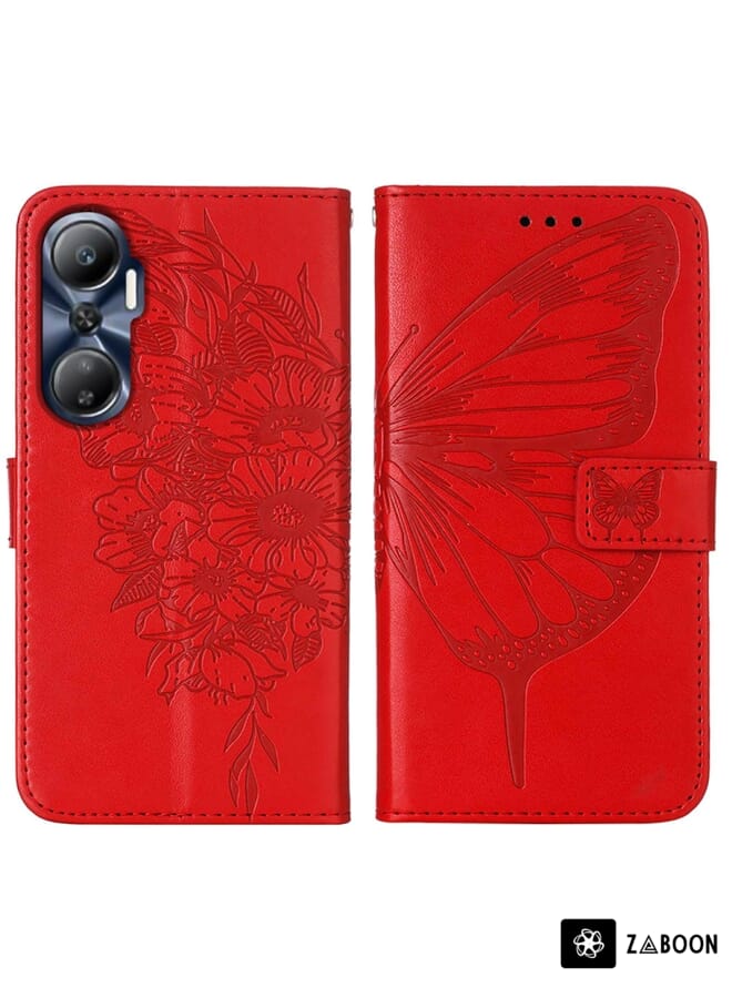 Zaboon Protective Case Cover For Infinix Hot 20 4G X6826 Embossed Butterfly Flip Leather - Image 2