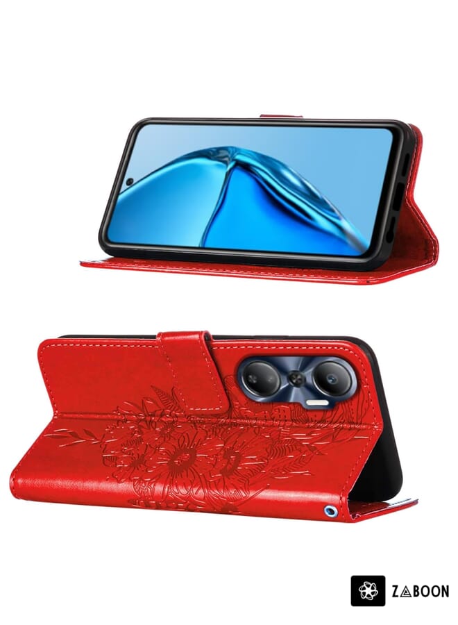 Zaboon Protective Case Cover For Infinix Hot 20 4G X6826 Embossed Butterfly Flip Leather - Image 3