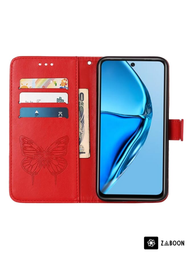 Zaboon Protective Case Cover For Infinix Hot 20 4G X6826 Embossed Butterfly Flip Leather - Image 4