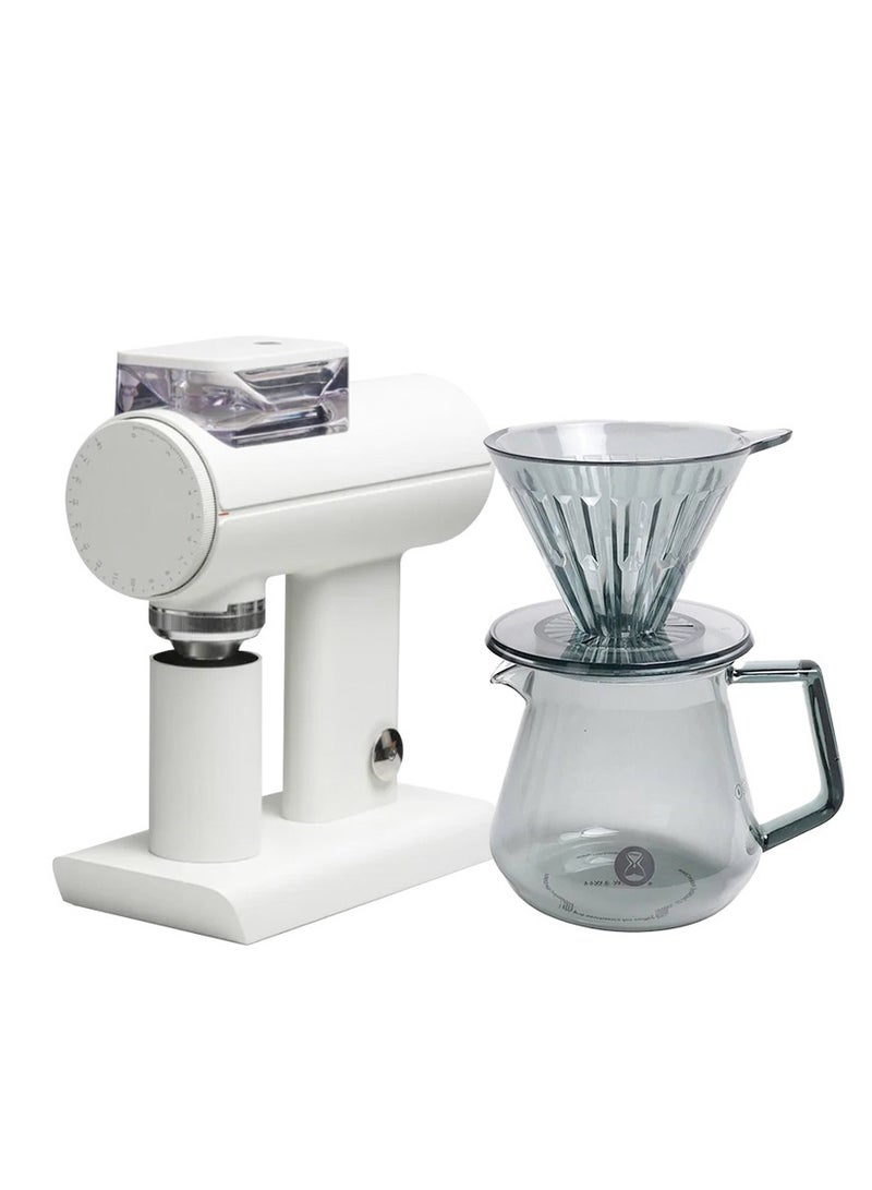 TIMEMORE COMBO PACK - TIMEMORE Sculptor 078S -White - Electric Coffee Grinder, 78mm Flat Burr with TIMEMORE Crystal Eye V60 Brewer Set Size 02 , Color -Clear - Image 1