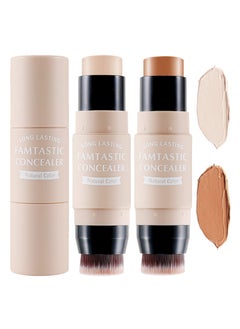 KASTWAVE 2 PCS Contour Highlighter Stick with Brush -Bronzer Pen, Face Brightens Shades Pencil, Highlighting Shade, Highlight Shaping Stick, Waterproof, Longwear Makeup(03 and 04)  - Image 1