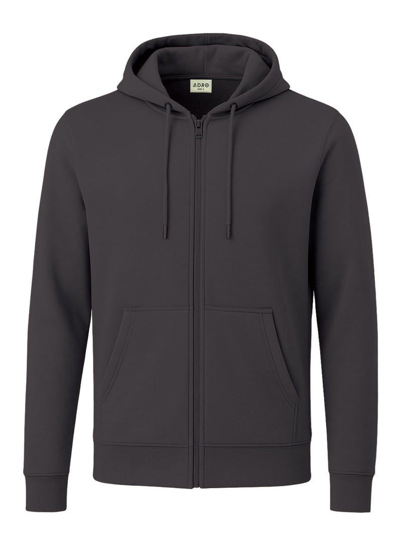 ADRO Mens Cotton Solid Zipper Hoodie Sweatshirts | ZH23-PLN-SG-S Steel Grey - Image 1