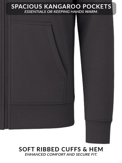 ADRO Mens Cotton Solid Zipper Hoodie Sweatshirts | ZH23-PLN-SG-S Steel Grey - Image 5