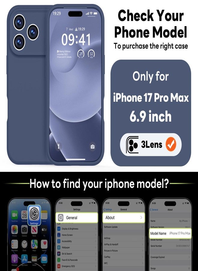 Vooii Magnetic Compatible with iPhone 17 Pro Max Case (Compatible with Magsafe) (Upgraded Camera Protection) Liquid Silicone Shockproof Full Body Protective Phone Cover for Women Men, Navy Blue, 6.9” - Image 2
