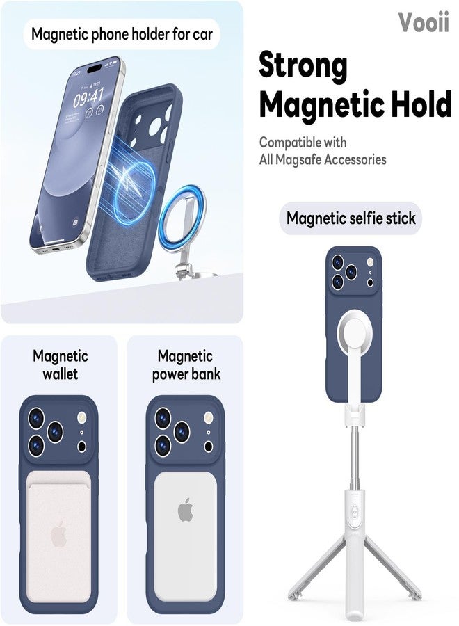 Vooii Magnetic Compatible with iPhone 17 Pro Max Case (Compatible with Magsafe) (Upgraded Camera Protection) Liquid Silicone Shockproof Full Body Protective Phone Cover for Women Men, Navy Blue, 6.9” - Image 3