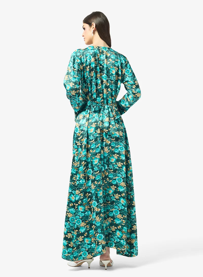 ARABIAN CLOSET Embellished Belted Jalabiya