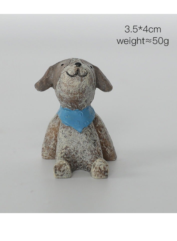 Y&D Looking Up At The Starry Sky Small Animal Ornaments Mini Animal Ornaments Home Decorations-Puppy Blue Scarf