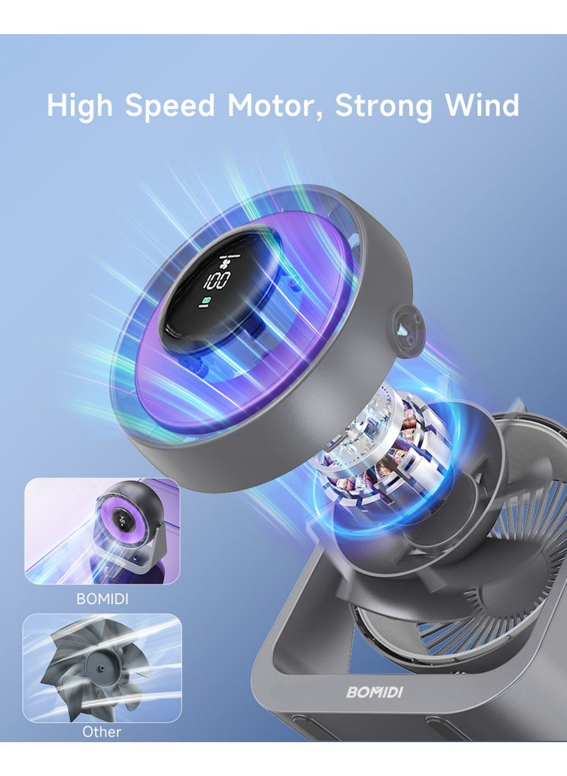 BOMIDI Portable Desk Fan with Smart LED Display, 100 Speed Levels Table Fan with 4000mAh Battery, Adjustable Angle, Quiet Operation For Bedroom Home Office Desktop Travel  - Image 5