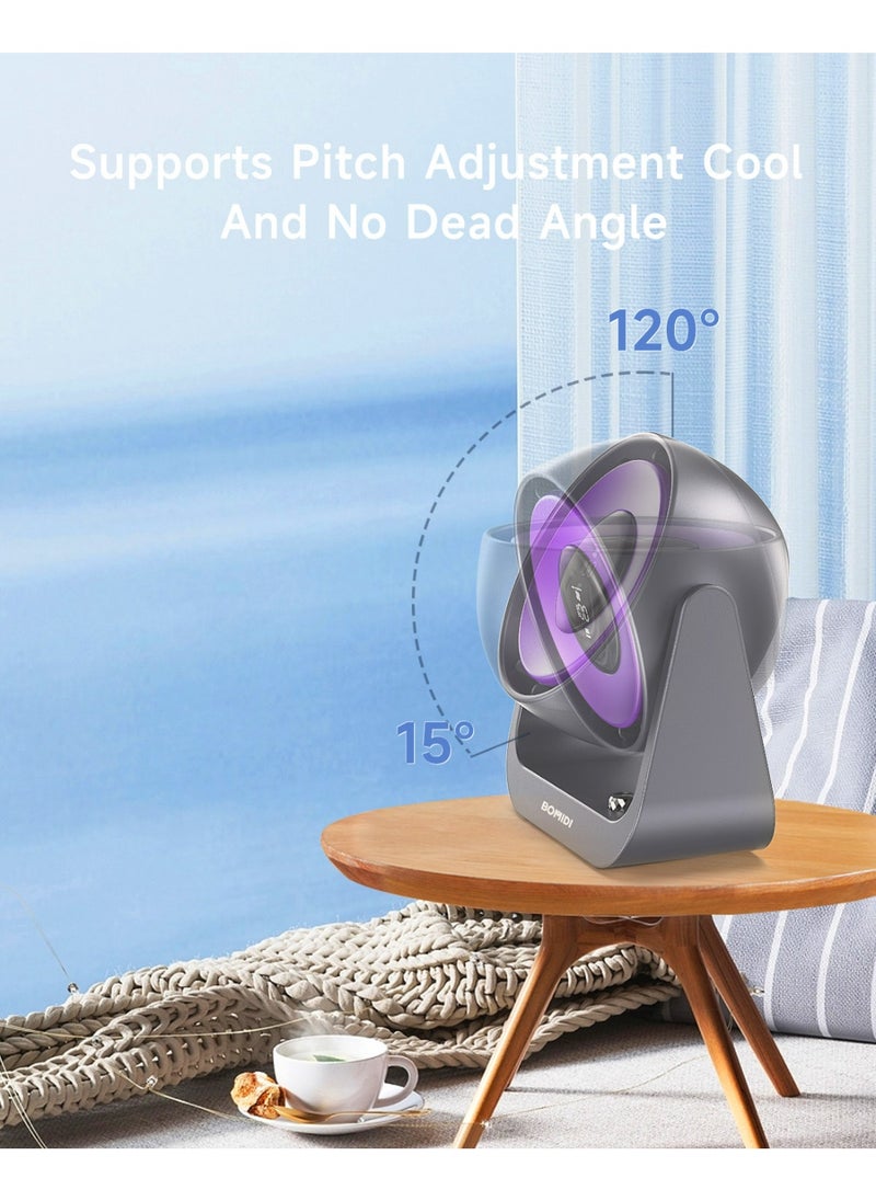 BOMIDI - Portable Desk Fan with Smart LED Display, 100 Speed Levels Table Fan with 4000mAh Battery, Adjustable Angle, Quiet Operation For Bedroom Home Office Desktop Travel - Image 1