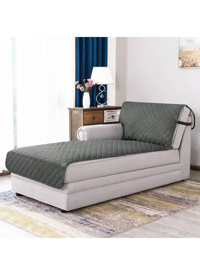 Arabest - Sofa Cover L-shaped Chaise Lounge Sofa Cover with Elastic Adjustable Strap Waterproof Quilted Furniture Protector Cover for Pets and Children Grey 34.5 inch - Image 1