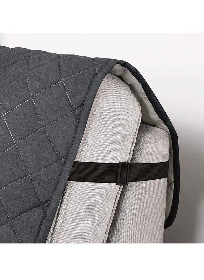 Arabest - Sofa Cover L-shaped Chaise Lounge Sofa Cover with Elastic Adjustable Strap Waterproof Quilted Furniture Protector Cover for Pets and Children Grey 34.5 inch - Image 1