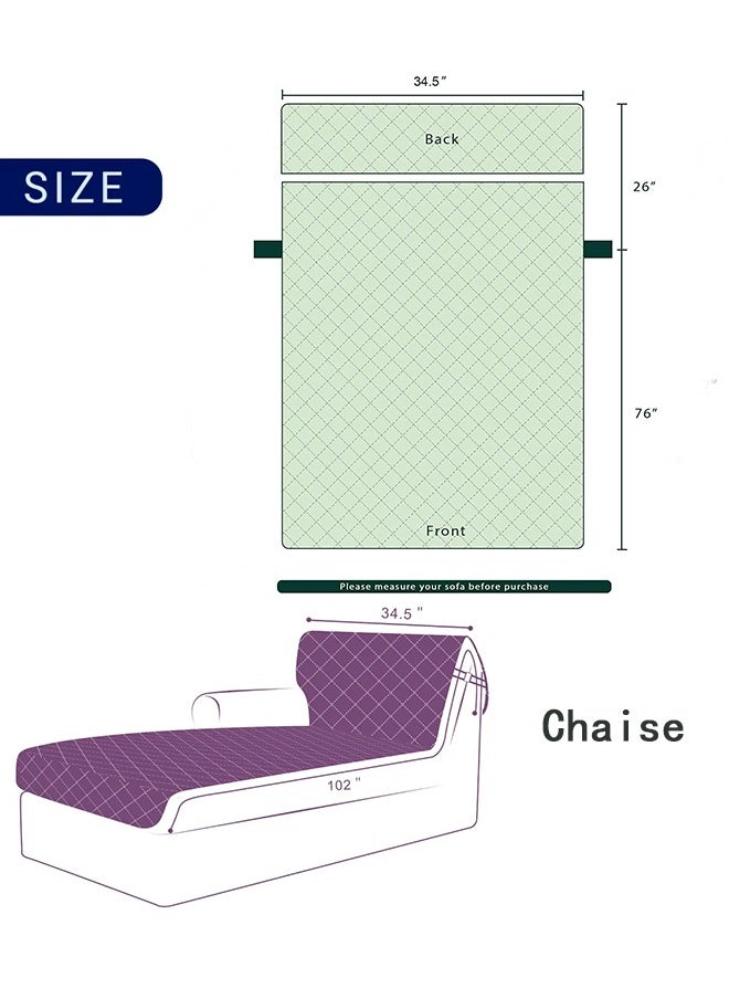 Arabest - Sofa Cover L-shaped Chaise Lounge Sofa Cover with Elastic Adjustable Strap Waterproof Quilted Furniture Protector Cover for Pets and Children Grey 34.5 inch - Image 1