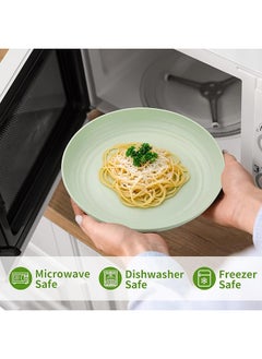 SKY-TOUCH SKY-TOUCH Unbreakable Plastic Dinner Plates Set of 4, Reusable Wheat Straw Plates 9 Inches, Lightweight Unbreakable Dinner Dishes Plates, Dishwasher & Microwave Safe  - Image 2
