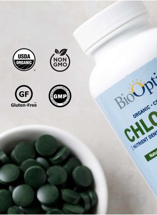 BioOptimal - Organic Chlorella Tablets - Organic, Non-GMO, No Additives or Fillers - 500mg Premium Quality Dietary Supplement with Vitamins, Minerals, & Antioxidants (120 Tablets) - Image 1