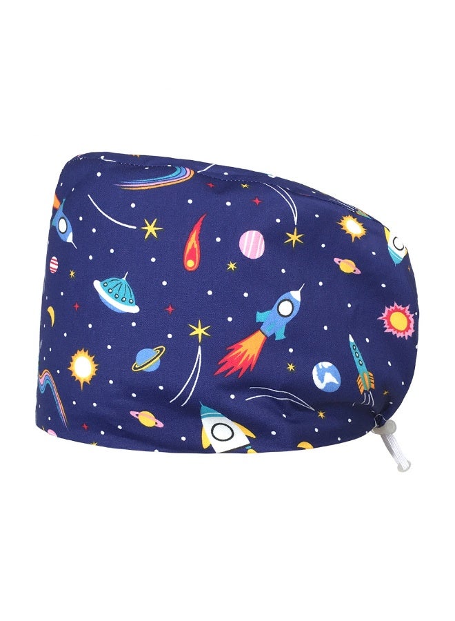 NIBEMINENT Nice-looking Printing Doctor Hat Surgical Cap for Long Hair Classic Nurse Baotou Caps Women Men Sweat-absorbent Towel Scrub Hat