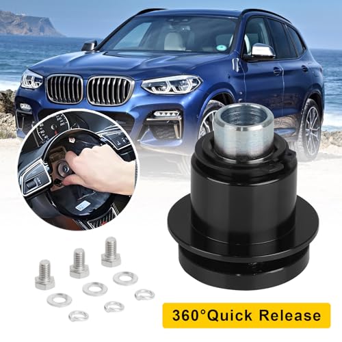 CNSPEED 3 Hole Steering Wheel Quick Release Hub Adapter, Car Universal 360° Steering Wheel Quick Release Disconnect Hub Fast Disassembly (Black) - Image 2