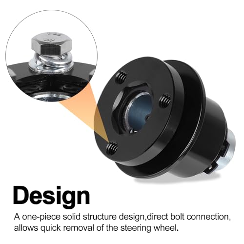 CNSPEED 3 Hole Steering Wheel Quick Release Hub Adapter, Car Universal 360° Steering Wheel Quick Release Disconnect Hub Fast Disassembly (Black) - Image 3