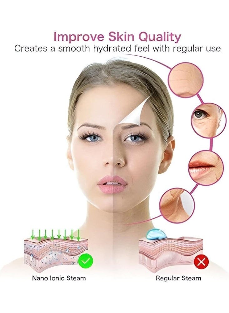 جهاز بخار الوجه القابل لإعادة الشحن ورذاذ مرطب، أداة تجميل محمولة مع مرآة لسهولة الاستخدام وتعزيز ترطيب البشرة - Image 2