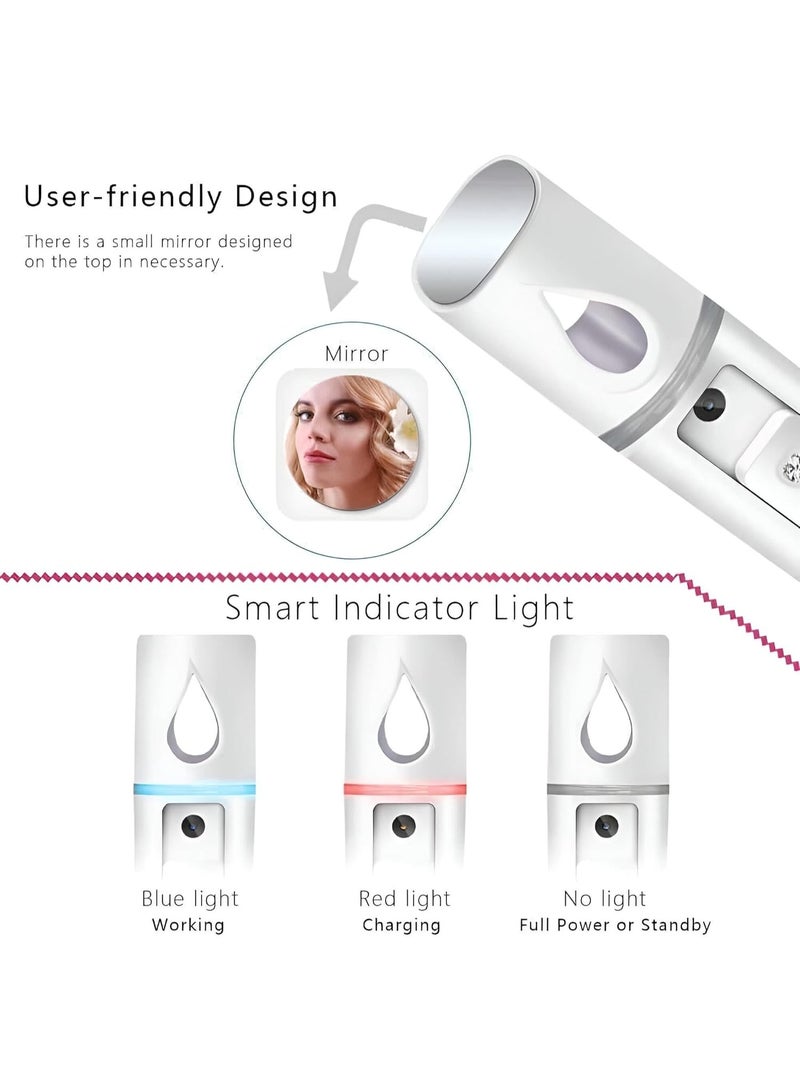 جهاز بخار الوجه القابل لإعادة الشحن ورذاذ مرطب، أداة تجميل محمولة مع مرآة لسهولة الاستخدام وتعزيز ترطيب البشرة - Image 5