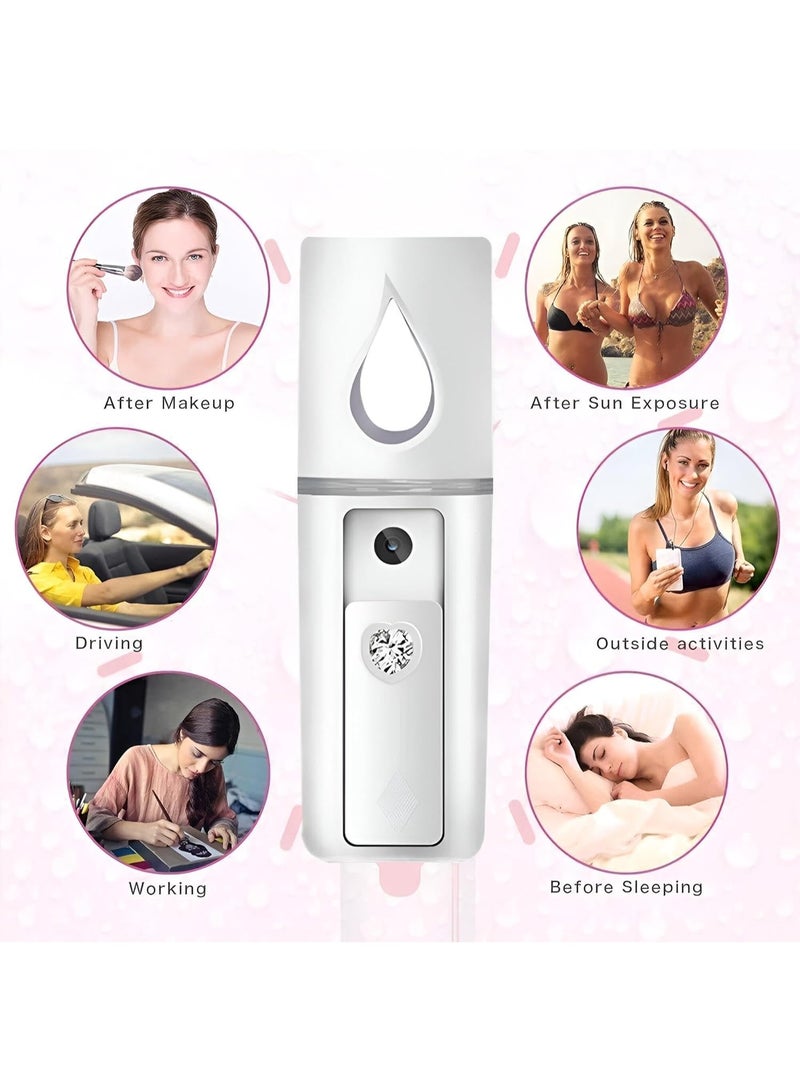 جهاز بخار الوجه القابل لإعادة الشحن ورذاذ مرطب، أداة تجميل محمولة مع مرآة لسهولة الاستخدام وتعزيز ترطيب البشرة - Image 3