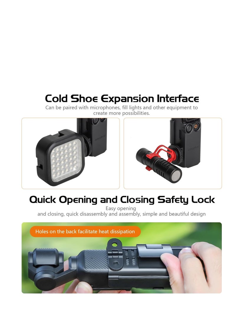 SYOSI - Pocket 3 Extension Adapter, Camera Adapter Mount Handle Frame with Cold Shoe Compatible with Light Microphone Tripod Expansion Mount Backpack Clip Bike Clamp for DJI Osmo Pocket 3 Accessories - Image 1