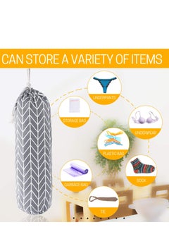 SYOSI Plastic Bag Holder Wall Mount Plastic Bag Organizer Dispenser Shopping Bags Carrier Washable Large Grocery Bag Storage For Home Kitchen Camper Adjustment With Drawstring Gray  - Image 4