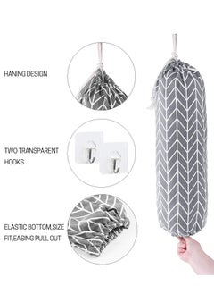 SYOSI Plastic Bag Holder Wall Mount Plastic Bag Organizer Dispenser Shopping Bags Carrier Washable Large Grocery Bag Storage For Home Kitchen Camper Adjustment With Drawstring Gray  - Image 3