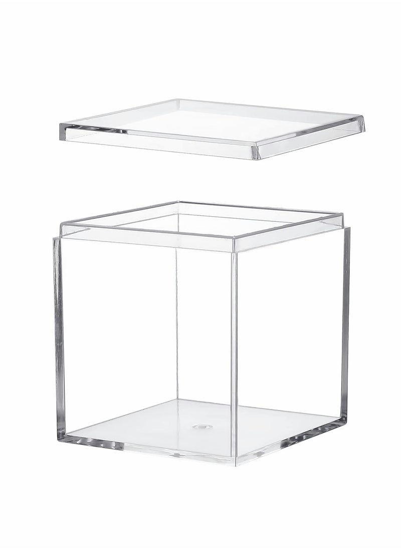 Clear Acrylic Plastic Square Cube,4 Pack Small Plastic square cube containers with Lid Storage Box 2.2x2.2x2.2Inch/55X55X55mm for Candy Pill and Tiny Jewelry