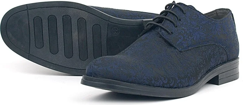 راكربلاس Navy Blue Lace-Up Suit Classic Kids Shoes