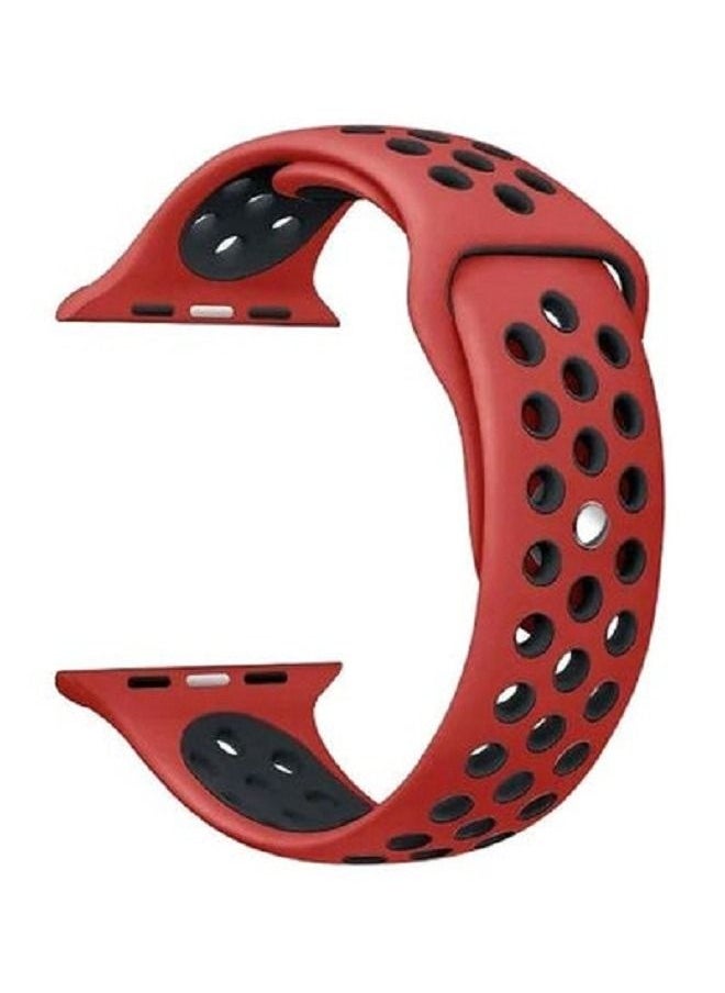 Generic - Silicone Sport Band for Apple Watch Made of high quality material to reduce wear and prevent skin irritations Red and Black Size 42/44/45/49 - Image 1