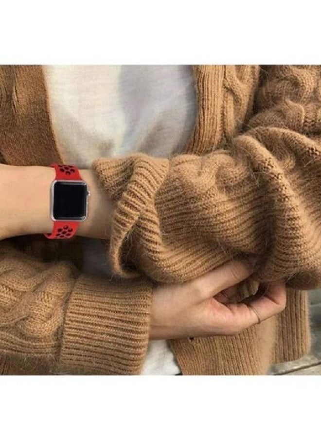 Generic - Silicone Sport Band for Apple Watch Made of high quality material to reduce wear and prevent skin irritations Red and Black Size 42/44/45/49 - Image 1