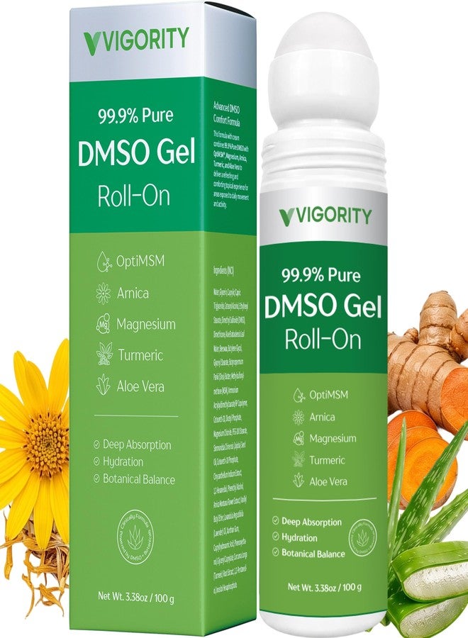 Vigority 99.9% Pure DMSO Roll-On Gel - Premium Skin Conditioning Cream with Aloe Vera, Magnesium, MSM & Botanical Extracts - Fast-Absorbing, Non-Greasy Daily Skin Care - 3.53 oz (100g) - Image 1