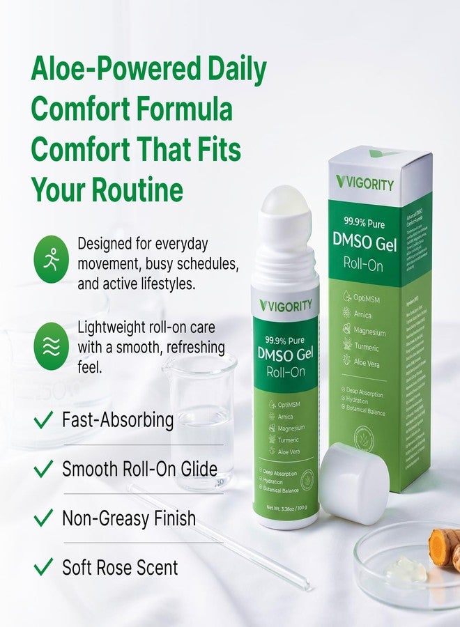Vigority 99.9% Pure DMSO Roll-On Gel - Premium Skin Conditioning Cream with Aloe Vera, Magnesium, MSM & Botanical Extracts - Fast-Absorbing, Non-Greasy Daily Skin Care - 3.53 oz (100g) - Image 2
