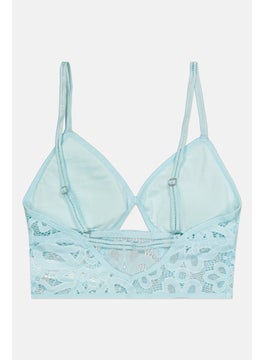 GILLY HICKS Women Lightly Padded Textured Bra, Sky Blue  - Image 2