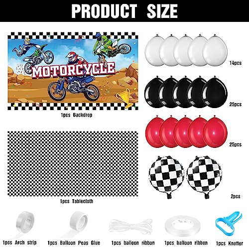Capoda 72 Pieces Motorcycle Truck Party Decorations Dirt Bike Motocross Backdrop Tablecloth with Balloons Extreme Truck Theme Decor Set for Birthday Party Supplies - Image 5