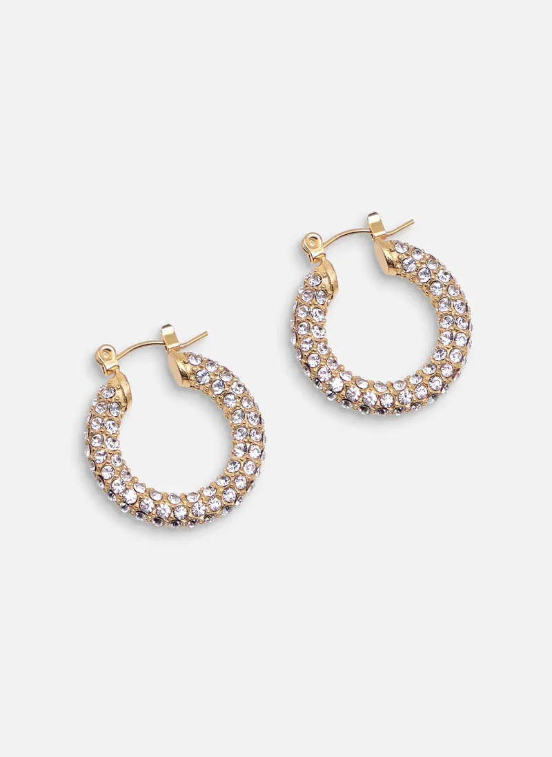 Lichi Rhinestone puffy earrings