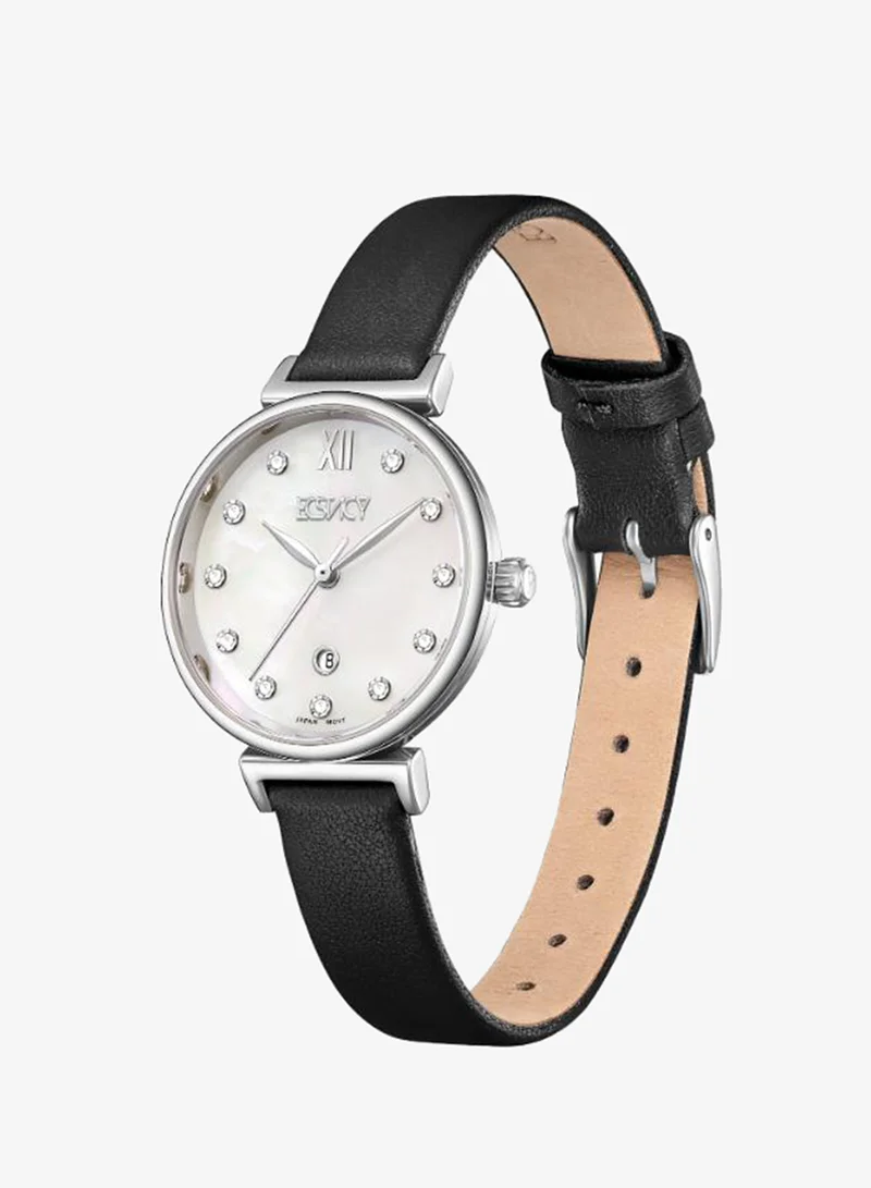 Ecstacy Women's Leather Analog Watch E25507-SLBM - 30mm mm