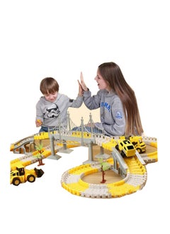 Generic Kids Toys 334 PCS Construction Race Tracks Toy for 3 4 5 6 7 8 Year Old Boys Girls, toy car 5 PCS Truck Car and Flexible Track Play Set Create A Engineering Road Games Toddler Toys Birthday Gifts  - Image 1