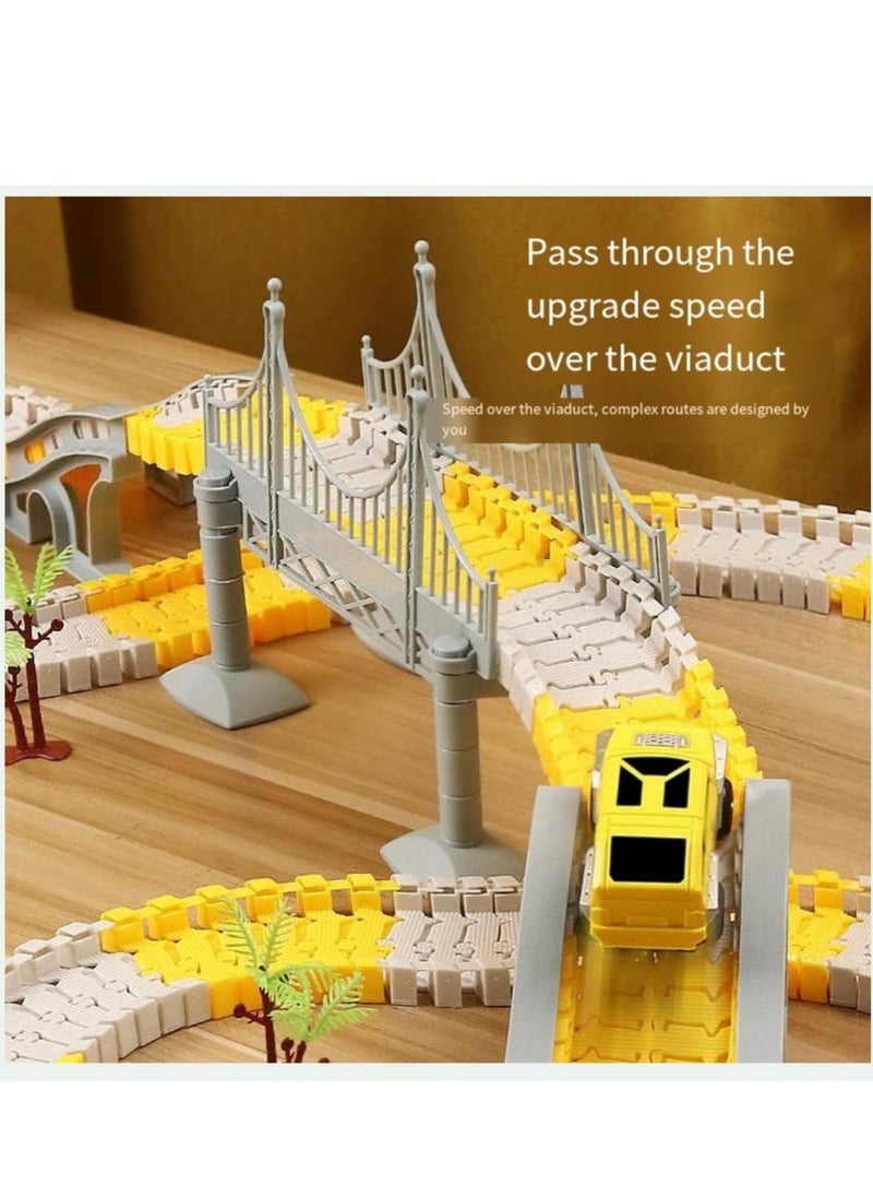 Generic Kids Toys 334 PCS Construction Race Tracks Toy for 3 4 5 6 7 8 Year Old Boys Girls, toy car 5 PCS Truck Car and Flexible Track Play Set Create A Engineering Road Games Toddler Toys Birthday Gifts  - Image 2