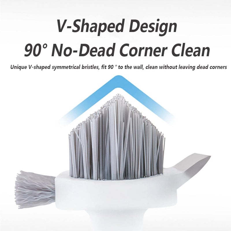 comfrt 2022 Grout Cleaning Brush - Manual Stiff Bristles Cleaner Brush - Scrub Brush for Bathroom and Kitchen Crevice - No Dead Corner Cleaning Brush with Handle for Tile Floor - V-Shape (A-2PC) - Image 3