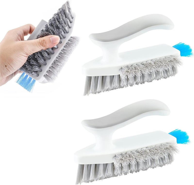 comfrt 2022 Grout Cleaning Brush - Manual Stiff Bristles Cleaner Brush - Scrub Brush for Bathroom and Kitchen Crevice - No Dead Corner Cleaning Brush with Handle for Tile Floor - V-Shape (A-2PC) - Image 1