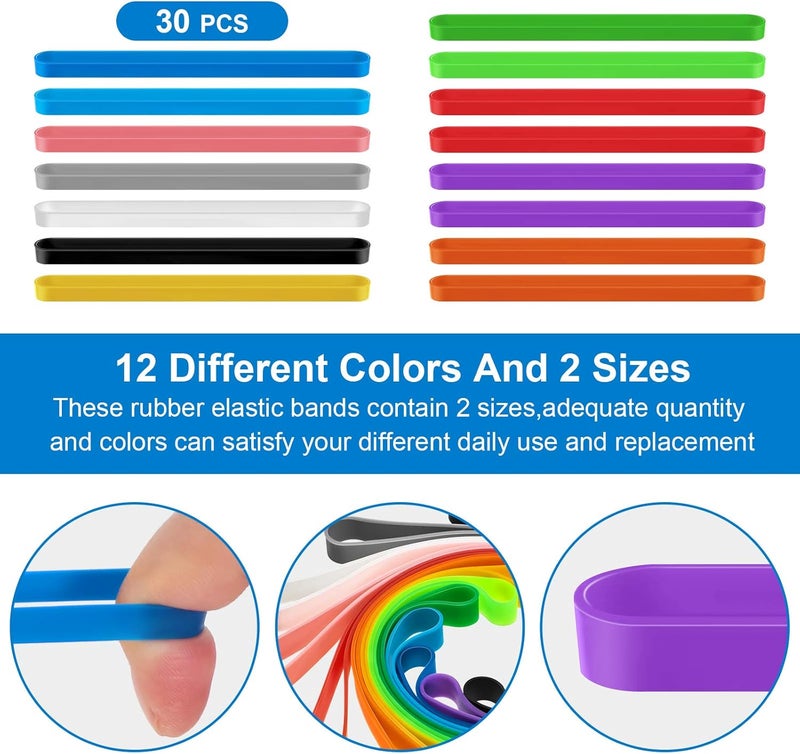 klarako 30 Pieces Silicone Rubber Bands Planner Colorful Elastic Band Wrapping Rubber Bands for Bag Wraps Notebook Outdoor Exercise, Heat Cold UV Resistant - Image 3
