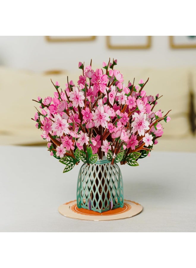 3D Flower Bouquet Mother's Day Pop Up Card, with Cherry Blossom Bouquet Forever Keepsake, Gift for Mothers Day, Birthday, Graduation, Get Well, Thank You, All Occasion - Image 5