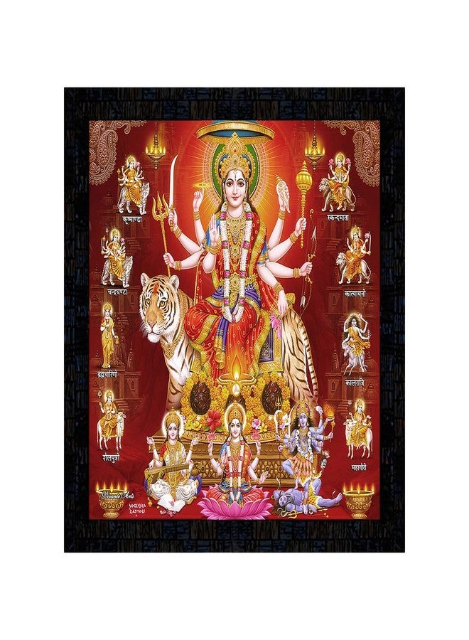 Poster n Frames PNF Nav Durga Wooden Photo Frame With Acrylic Sheet|Pooja|Daily Worship Routine|Home Walls & Decoration|Best Gifting Option(Multicolour,Medium) - Image 1